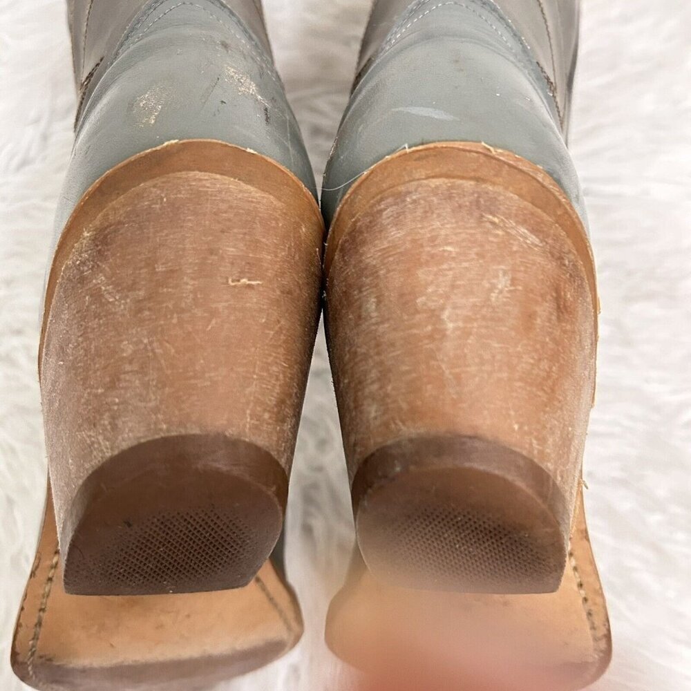 ACME Made in USA Gray Leather Western Cowboy Work Tall Rider Boots Men's 6.5 D - Picture 9 of 9